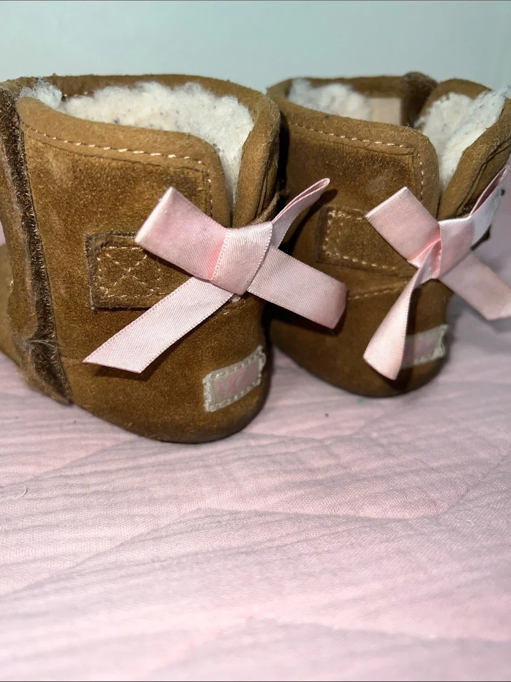 UGG Chestnut Suede Baby Walker Boots with Shearling